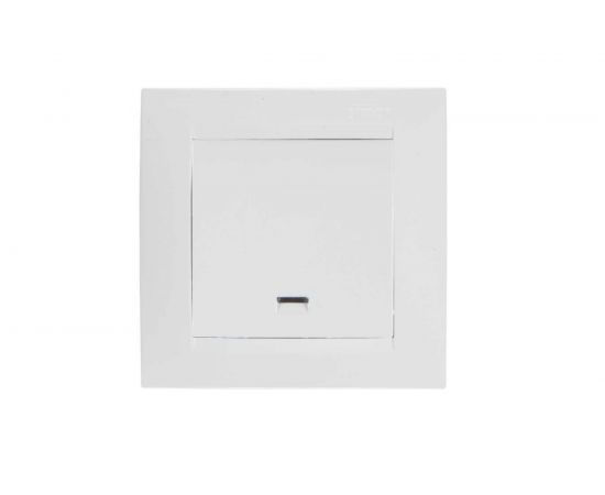 Одноклавишный выключатель Simon с подсветкой, 16А, 250В, винтовой зажим, белый 20 1591104-030 