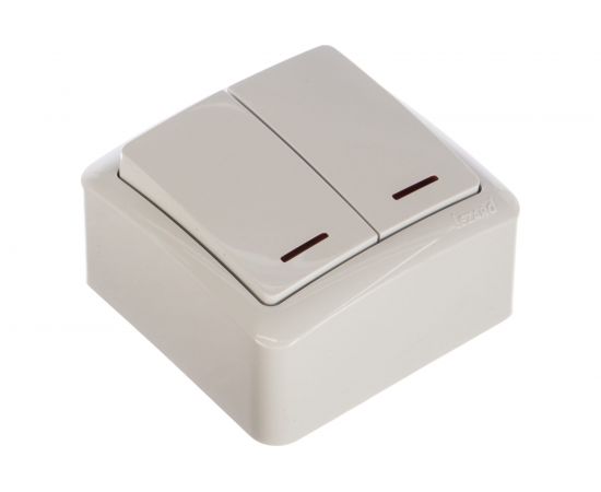 Двойной выключатель с подсветкой Lezard VIOLA белый 751-0200-112 