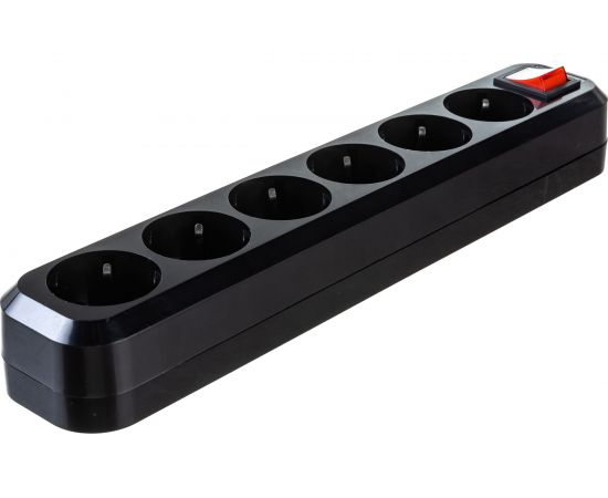 Розеточная колодка TDM 6 гнезд, 2П З, с выключателем, 16А, 250В, черная SQ1806-0140 