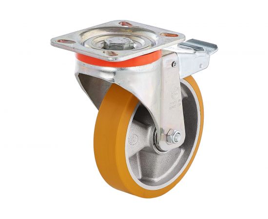 Колесо с вращающейся опорой, пластиной крепления и передним тормозом (100 мм; 250 кг) Tellure rota 656602 – изображение 14