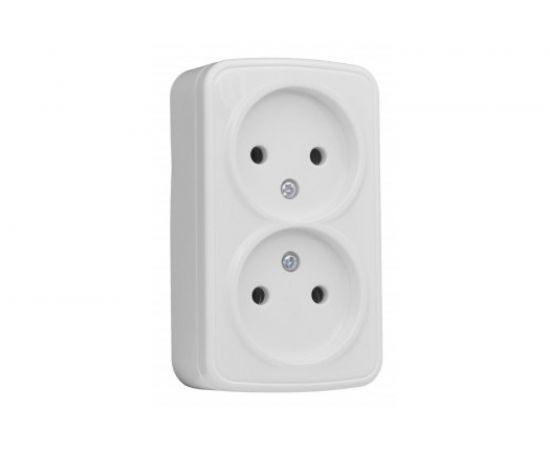 2-местная розетка EKF Минск ОП 10А без заземления, белая, Basic SQEGR10-102-10 – изображение 2