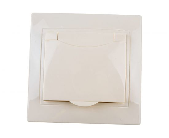 Одноместная розетка АБК-СИЛА с заземляющим контактом и защитной крышкой 16А 220В "ПАНДОРА" слоновая кость 5401422 – изображение 2