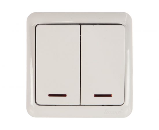 Двойной выключатель с подсветкой Lezard VIOLA белый 751-0200-112 – изображение 2