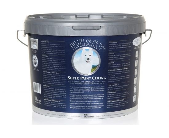 Краска потолочная HUSKY SUPER PAINT CELING 10 л 30565 – изображение 2