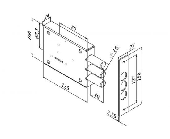 Накладной замок CERBER СК-675 116 аналог Керберос 115.11.033 2447 – изображение 2