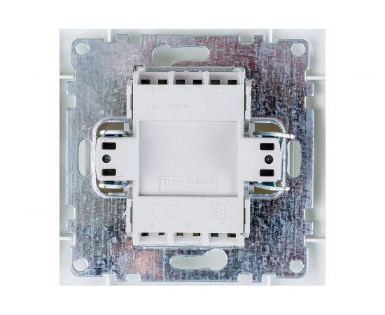 Выключатель TDM 1 кл. с подсветкой 10А белый ""Таймыр"" пром. упак., бакелит. основание SQ1814-0504 – изображение 2