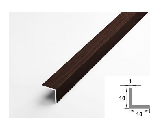 Декоративный угловой профиль ЛУКА алюминиевый, 10х10х1 мм, 2,7 м, 5 шт./уп. дуб венге УТ000031024 – изображение 2