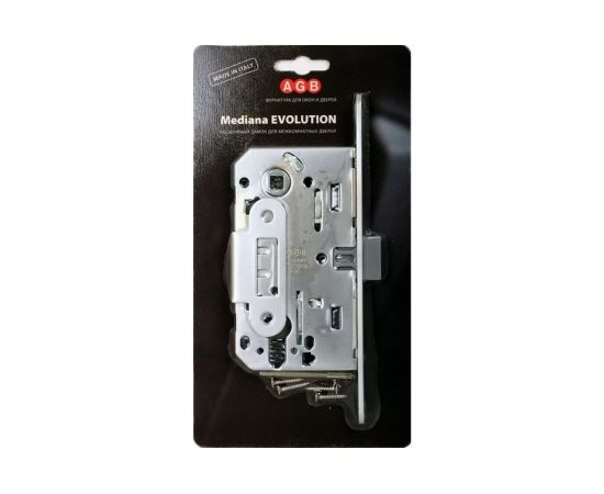 Замок AGB межк. под цил. MEDIANA EVOLUTION B01103.50.34.567 с отв. планкой B01000.13 мат хром 25807 – изображение 3