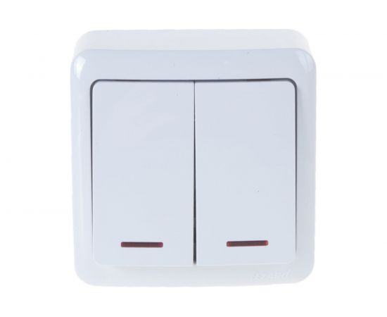 Двойной выключатель с подсветкой Lezard VIOLA белый 751-0200-112 – изображение 3