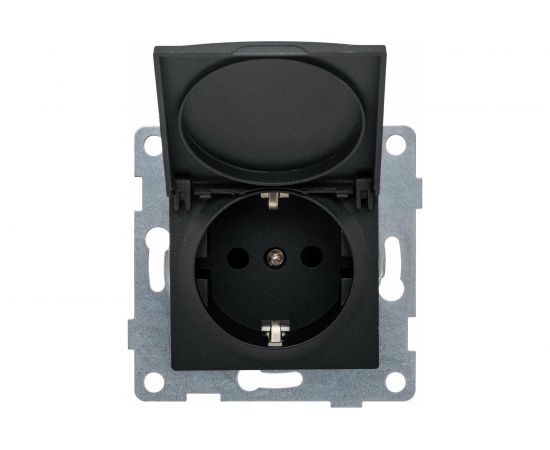 Розетка GUSI ELECTRIC Ugra МЕХ 1-ой с/з с з/ш и крышкой, СУ, 16А, 250В, графит С11Р91-010 – изображение 3