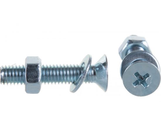 Винт Tech-Krep DIN965 с потайной головкой, оцинкованный M5х25 + гайка + шайба 11 шт - пакет Tec 114063 – изображение 3