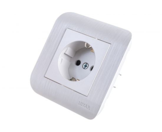 Розетка LUXAR Deco с/у без з/к серебро с рифленой рамкой, 250В 16А 4606400620273 – изображение 3