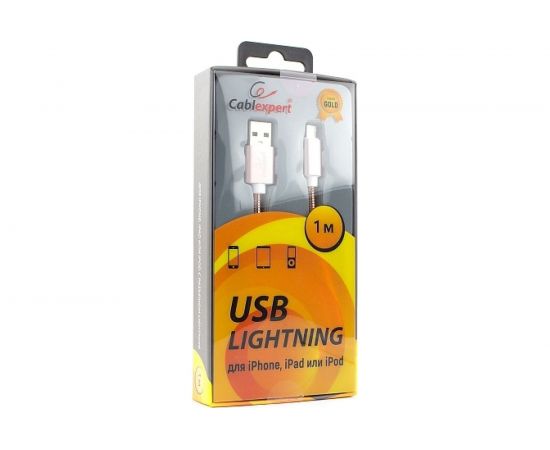 Кабель для Apple Cablexpert, AM/Lightning, серия Gold, длина 1 м, золото, блистер, CC-G-APUSB02Cu-1M – изображение 3
