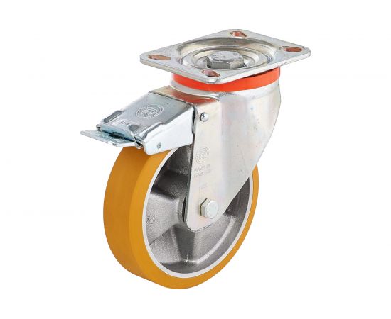 Колесо с вращающейся опорой, пластиной крепления и передним тормозом (100 мм; 250 кг) Tellure rota 656602 – изображение 4