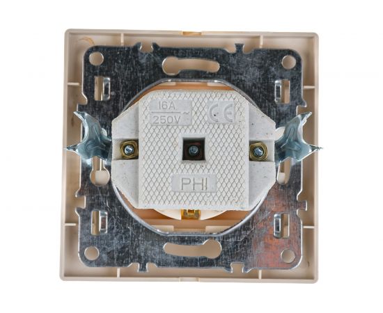 Одноместная розетка АБК-СИЛА с заземляющим контактом и защитной крышкой 16А 220В "ПАНДОРА" слоновая кость 5401422 – изображение 4