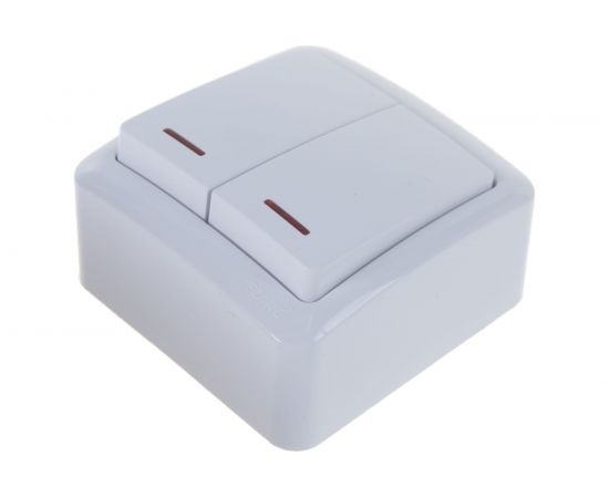 Двойной выключатель с подсветкой Lezard VIOLA белый 751-0200-112 – изображение 4