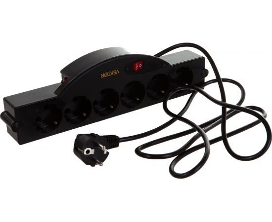 Сетевой фильтр Vektor SOLO черный 1.8-2м 7744 – изображение 6