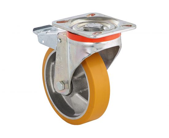 Колесо с вращающейся опорой, пластиной крепления и передним тормозом (100 мм; 250 кг) Tellure rota 656602 – изображение 6