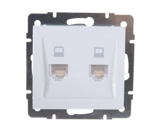 Двойная компьютерная розетка LEZARD RAIN белая 703-0288-141 