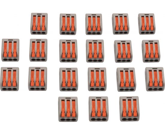 Соединительная 3-проводная клемма REXANT с рычажком 0.08-4 мм2 серая 20 шт 07-5253-4-20 