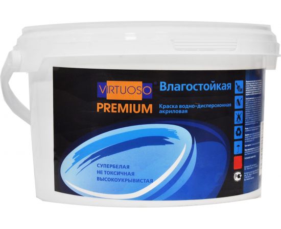 Краска VIRTUOSO PREMIUM влагостойкая супербелая 7кг 11591331 