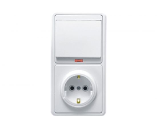 Комбинированный блок Кунцево-Электро БЭЛЛА скрытой установки выключатель c подсветкой+розетка с з/к БКВР-056 5821 