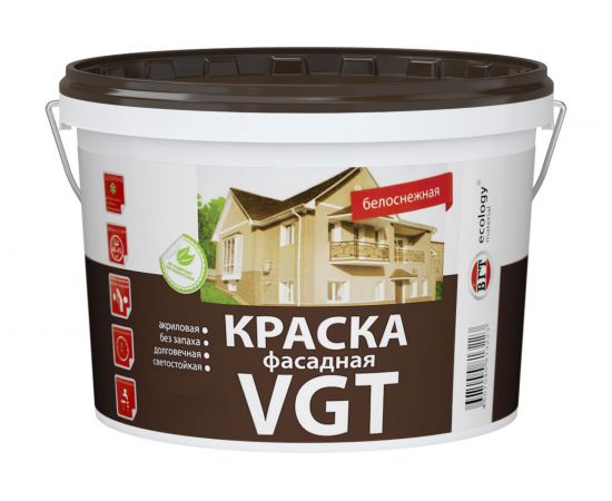 Фасадная краска VGT ВД АК 1180 Белоснежная 15кг 11601943 