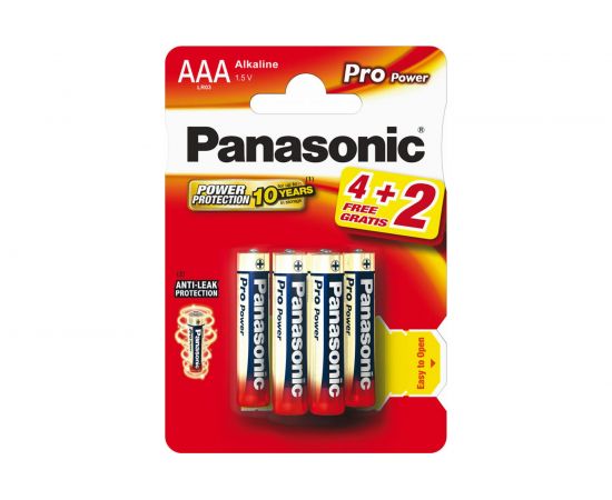 Элементы питания Panasonic LR03 PRO POWER BL6 4+2 7621 