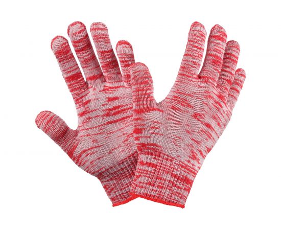 Плотные трикотажные перчатки Фабрика перчаток, без ПВХ, 10 класс, 6 нитей, красные, р.XS 6-10-ПЛ-КР-БП-(XS) 