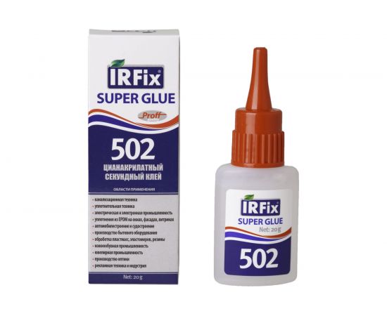Секундный цианакрилатный клей IRFIX Super Glue 502 бесцветный 20 гр 20071 