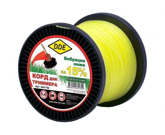 Корд триммерный (1.6 мм; 180 м; круг; желтый) DDE 644-702 