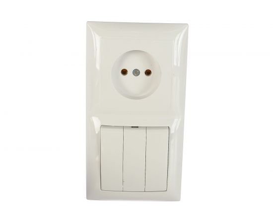 Комбинированный блок Кунцево-Электро СЕЛЕНА скрытой установки выключатель+розетка БКВР-410 8203 