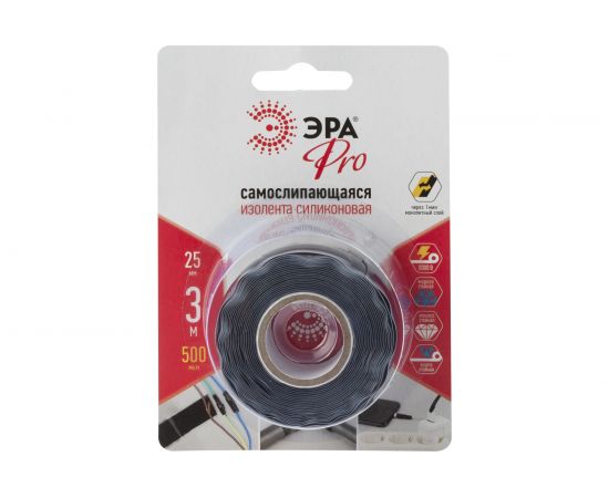 Силиконовая самослипающаяся изолента ЭРА PRO PROSS25, 25 мм х 3 м, черная Б0052254 