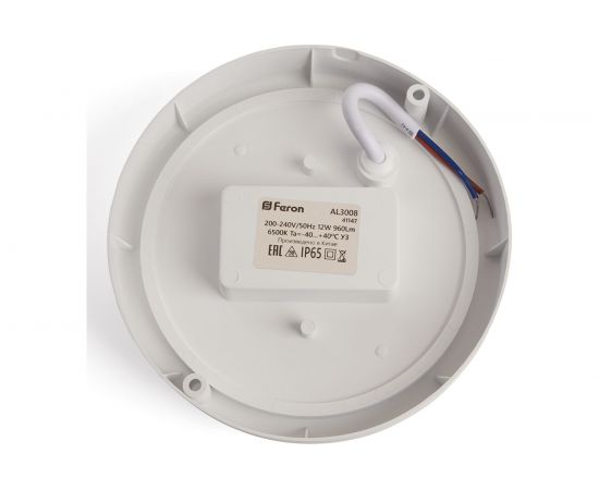 Стационарный светодиодный светильник FERON AL3008 12W, 900Lm, 6500K, в пластиковом корпусе, IP65 41147 – изображение 3