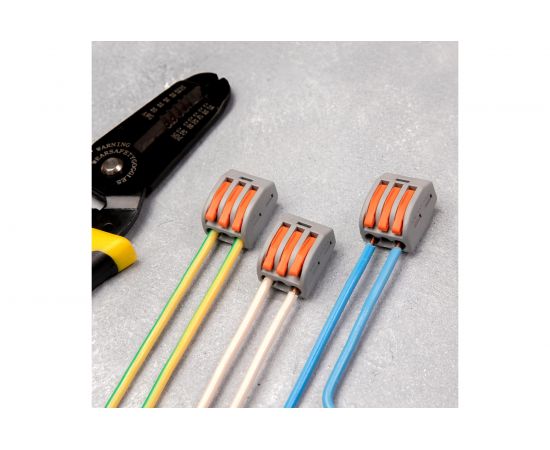 Соединительная 3-проводная клемма REXANT с рычажком 0.08-4 мм2 серая 20 шт 07-5253-4-20 – изображение 3