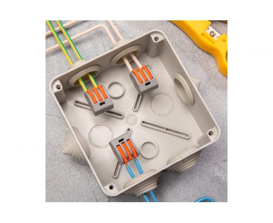 Соединительная 3-проводная клемма REXANT с рычажком 0.08-4 мм2 серая 20 шт 07-5253-4-20 – изображение 4