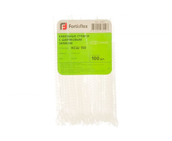 Нейлоновые стяжки FORTISFLEX КСШ 150 белый 100 штук 55817 – изображение 4