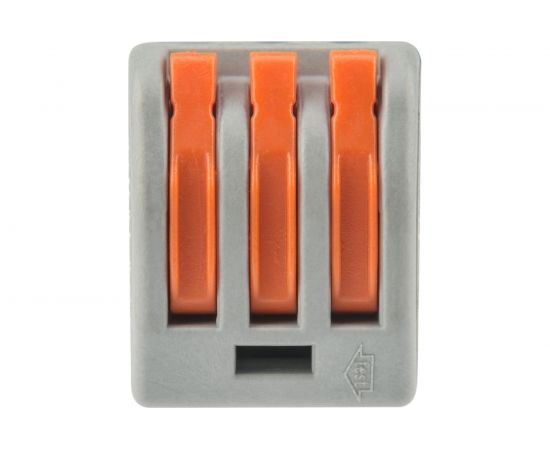 Соединительная 3-проводная клемма REXANT с рычажком 0.08-4 мм2 серая 20 шт 07-5253-4-20 – изображение 5