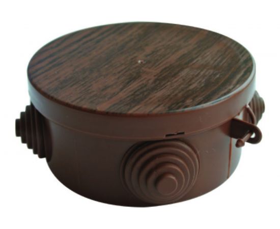 Распаячная коробка Урал ПАК для открытой проводки под темное дерево 85*40 (круглая), 4 входа ( герм.), IP54,(32) КО-91008085-032 