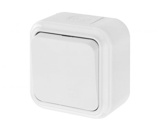 Выключатель Bylectrica 1-клавишная, открытая установка, 6А, IP54, серия ПРАЛЕСКА АКВА, белый, А16-222 