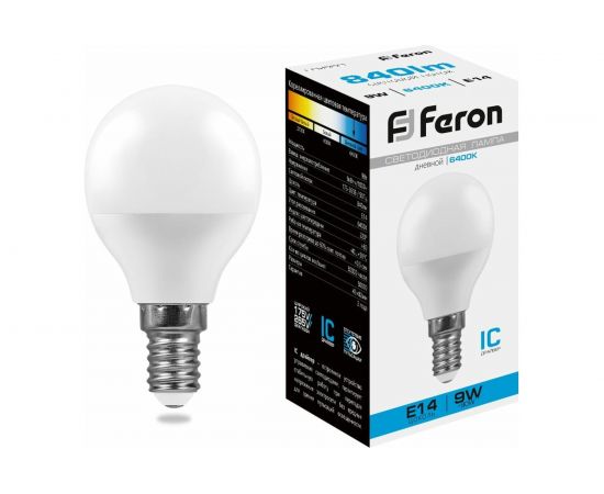 Светодиодная лампа FERON 9W 230V E14 6400K, LB-550 25803 