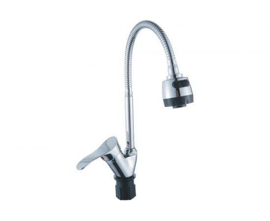 Смеситель для кухни Эверест с гибким изливом, крепление гайка, без гибкой подводки B58-214M 