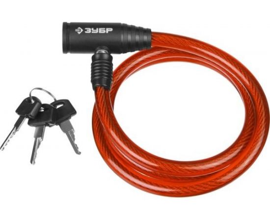 Тросовый замок Зубр Мастер 3 ключа в комплекте длина троса 1200 мм d 10 мм 37263-120 