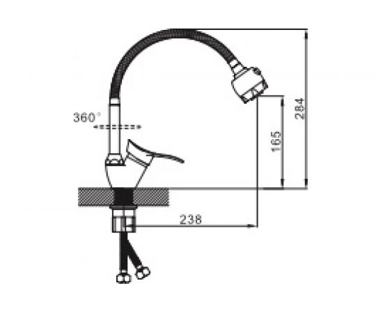 Смеситель для кухни Эверест с гибким изливом, крепление гайка, без гибкой подводки B58-214M – изображение 2