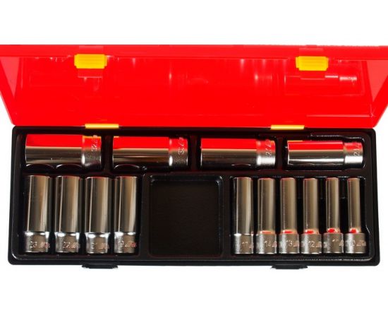 Набор глубоких шестигранных торцевых головок 1/2" 10-32мм в кейсе 14шт JTC-K4141 – изображение 2