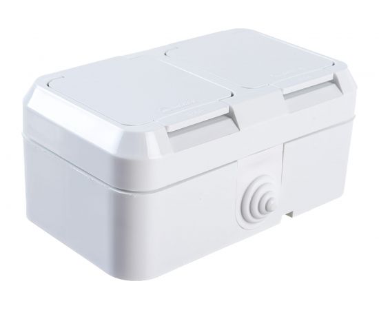 2-ая розетка с крышкой MAKEL герметичная, белая 18354 – изображение 3