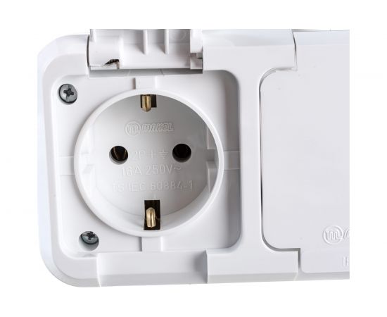2-ая розетка с крышкой MAKEL герметичная, белая 18354 – изображение 5