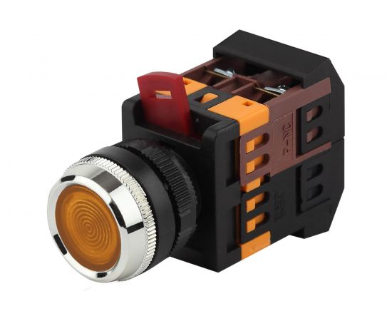 Кнопка ЭРА ABLFS22, желтый d22мм неон, 240В 1з1р 10/400/3200 Б0045655 