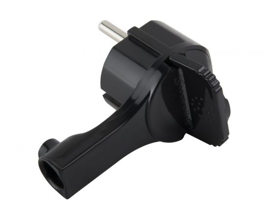 Угловая плоская вилка за шкаф с/з, 16А, черная, FLAT PLUG Electraline 55045 