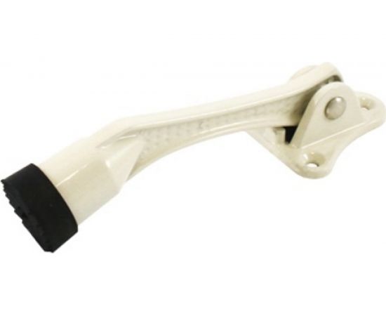 Фиксатор дверной АЛЛЮР КН-130 WW белый, козья ножка, блистер 10177 